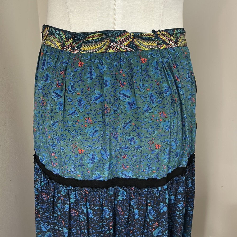 Voyage Silk Blue Maxi Skirt | Boho Luxe Resort Style | Zimmermann LoveShackFancy - Picture 9 of 13